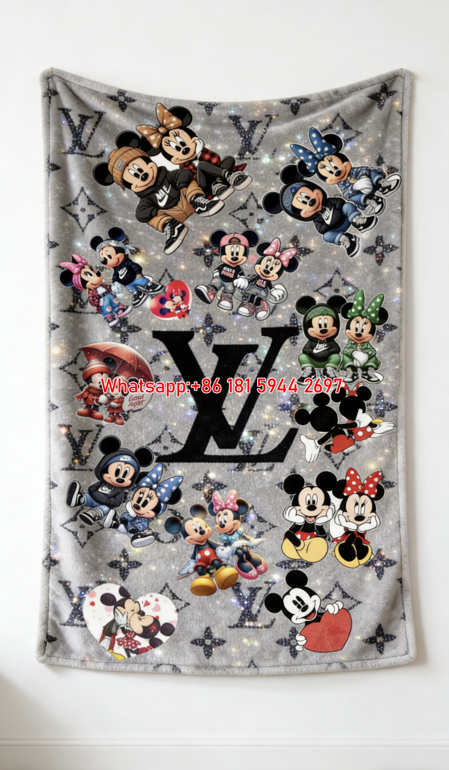 Mickey LV Glam Blanket Luxury Mouse Throw IMG_3590